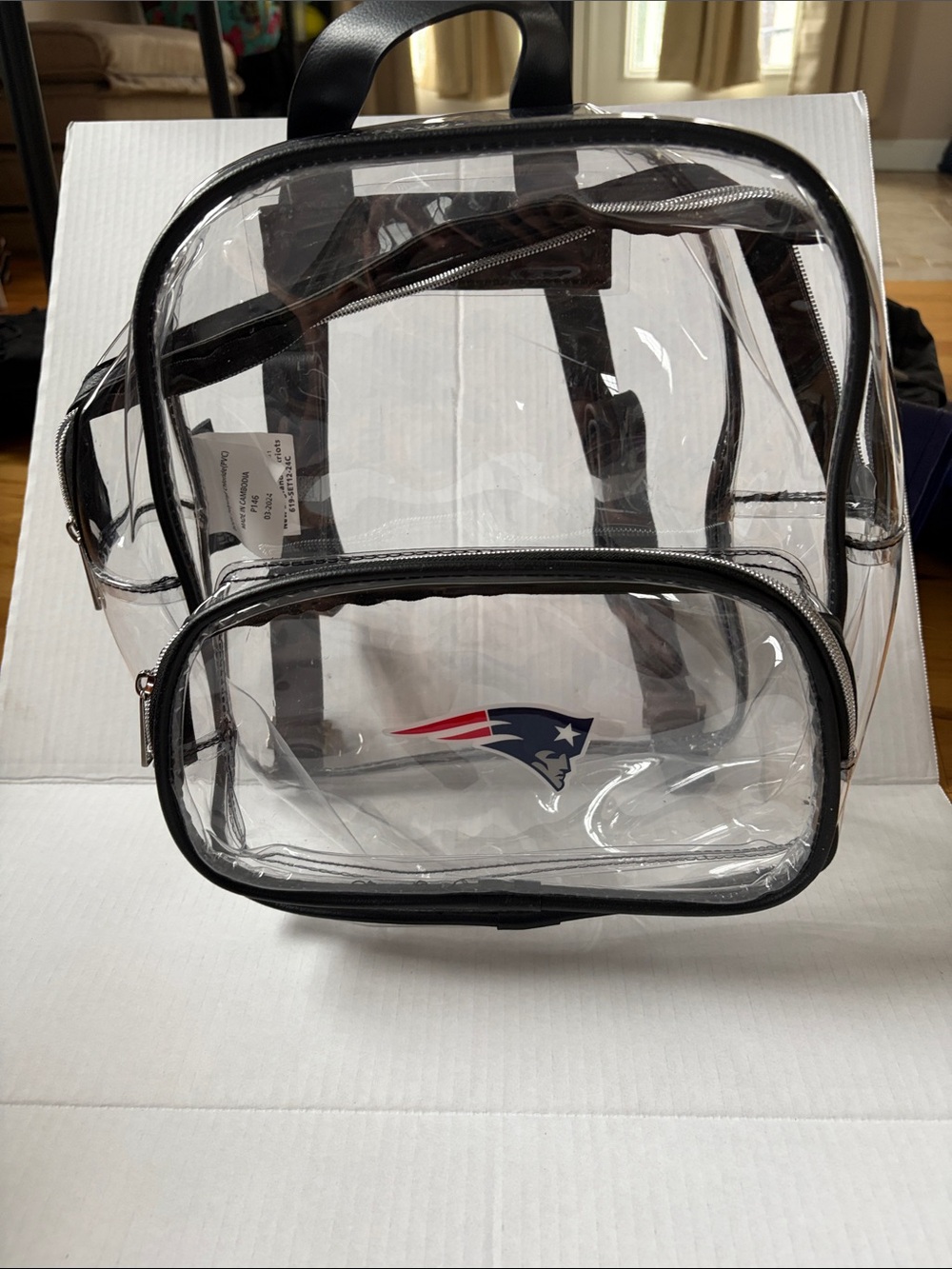 New England Patriots Clear Backpack with Black Trim - Never Used